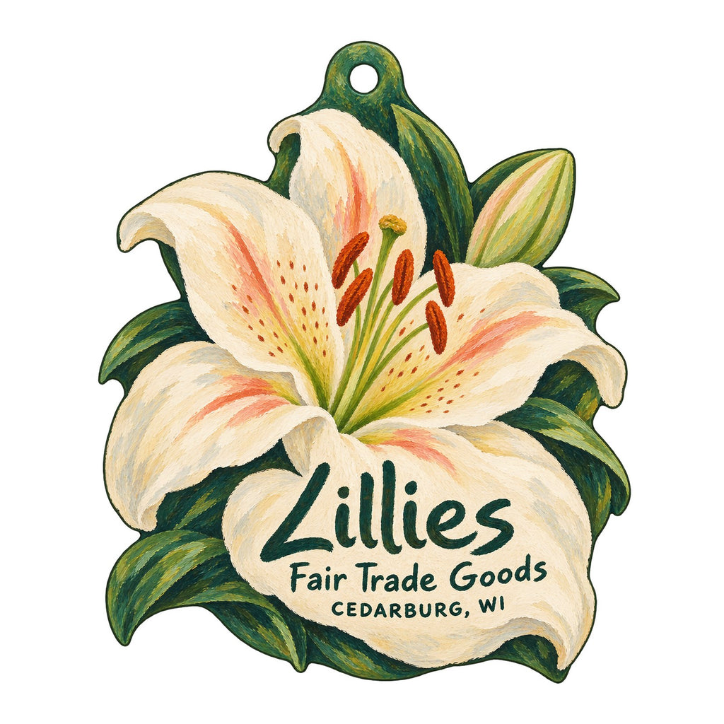 Lillies Logo custom wood ornament OC626 on white