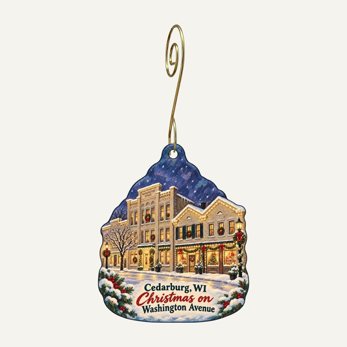 Lillies Christmas custom wood ornament OC627 hanging on hook
