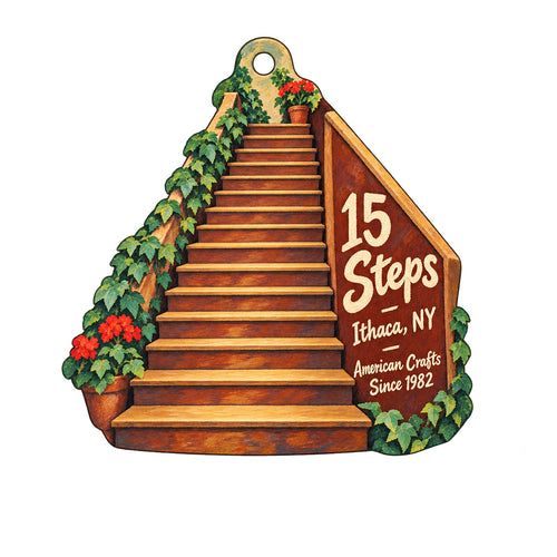 15 Steps Logo custom wood ornament OC629 on white