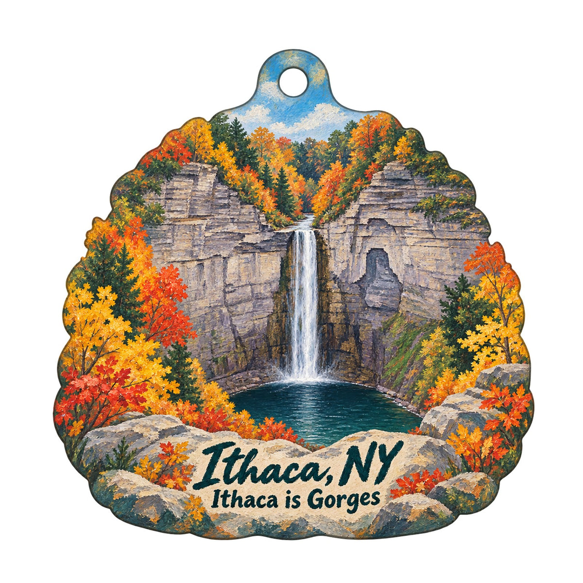 15 Steps Town Icon custom wood ornament OC631 on white