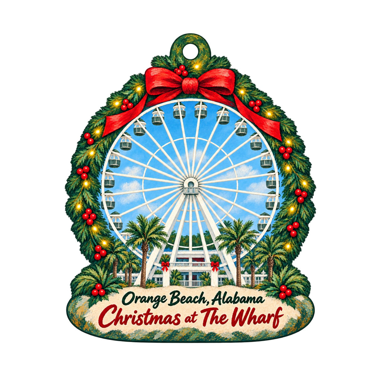 Souvenir City Christmas custom wood ornament OC633 on white