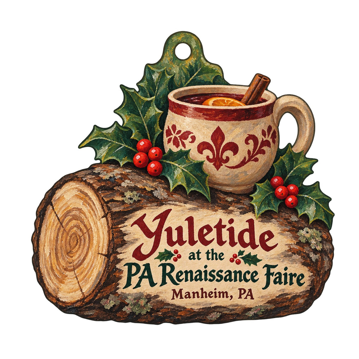 Pennsylvania Renaissance Faire at Mount Hope Estate Christmas custom wood ornament OC636 on white