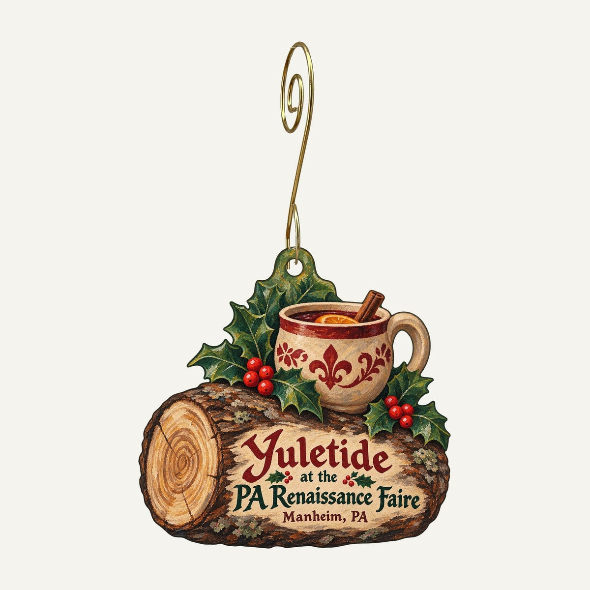 Pennsylvania Renaissance Faire at Mount Hope Estate Christmas custom wood ornament OC636 hanging on hook