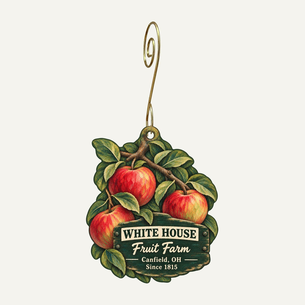 White House Fruit Farm Logo custom wood ornament OC656 hanging on hook
