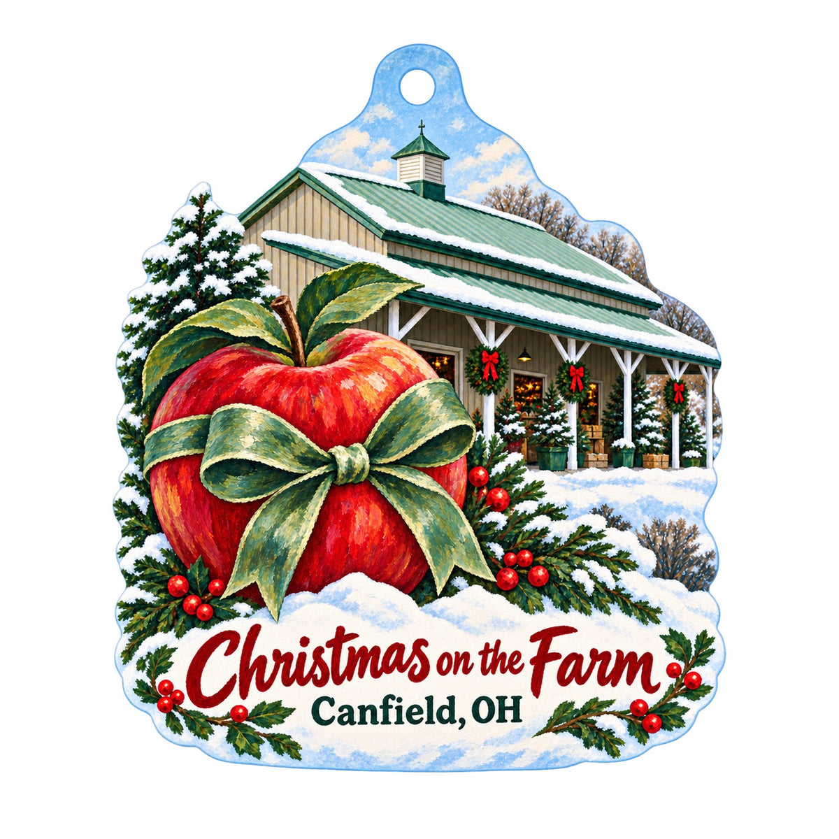White House Fruit Farm Christmas custom wood ornament OC657 on white