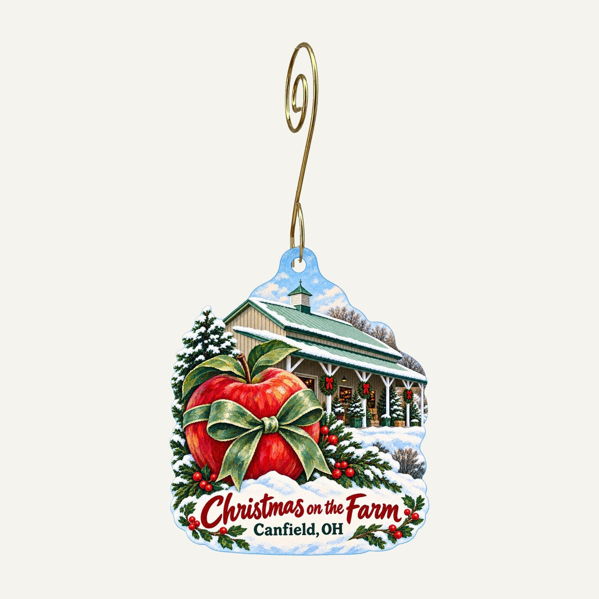 White House Fruit Farm Christmas custom wood ornament OC657 hanging on hook