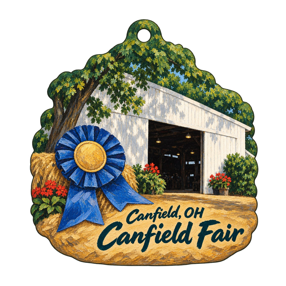 White House Fruit Farm Town Icon custom wood ornament OC658 on white