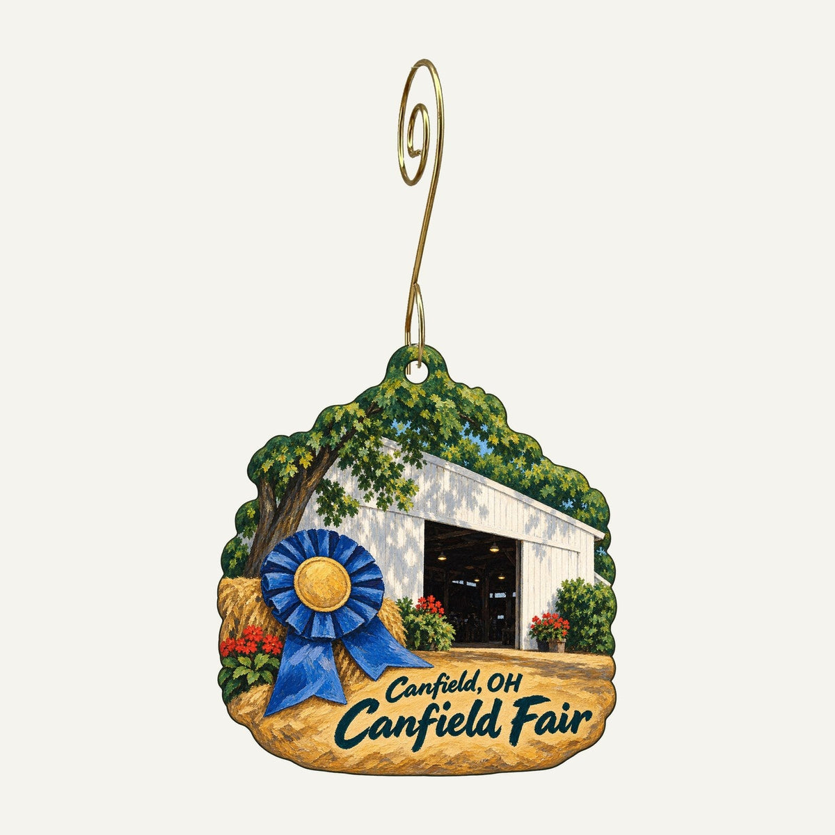 White House Fruit Farm Town Icon custom wood ornament OC658 hanging on hook