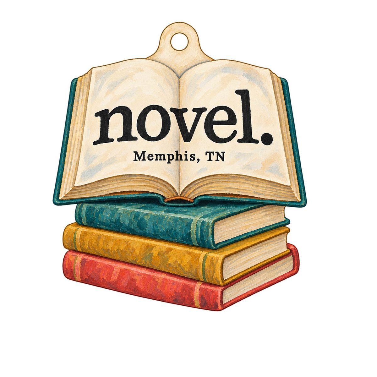 Novel Logo custom wood ornament OC659 on white