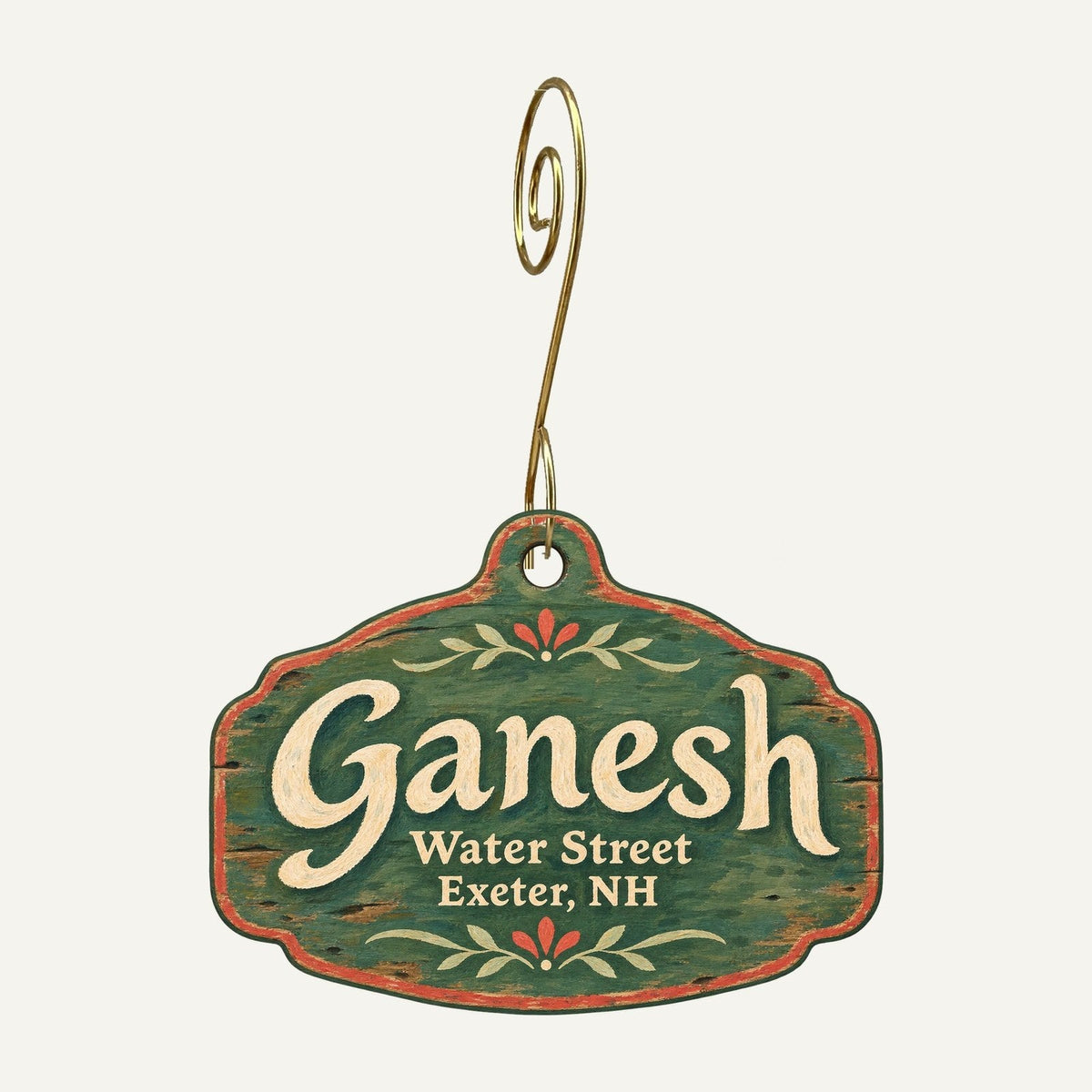 Ganesh Logo custom wood ornament OC662 hanging on hook