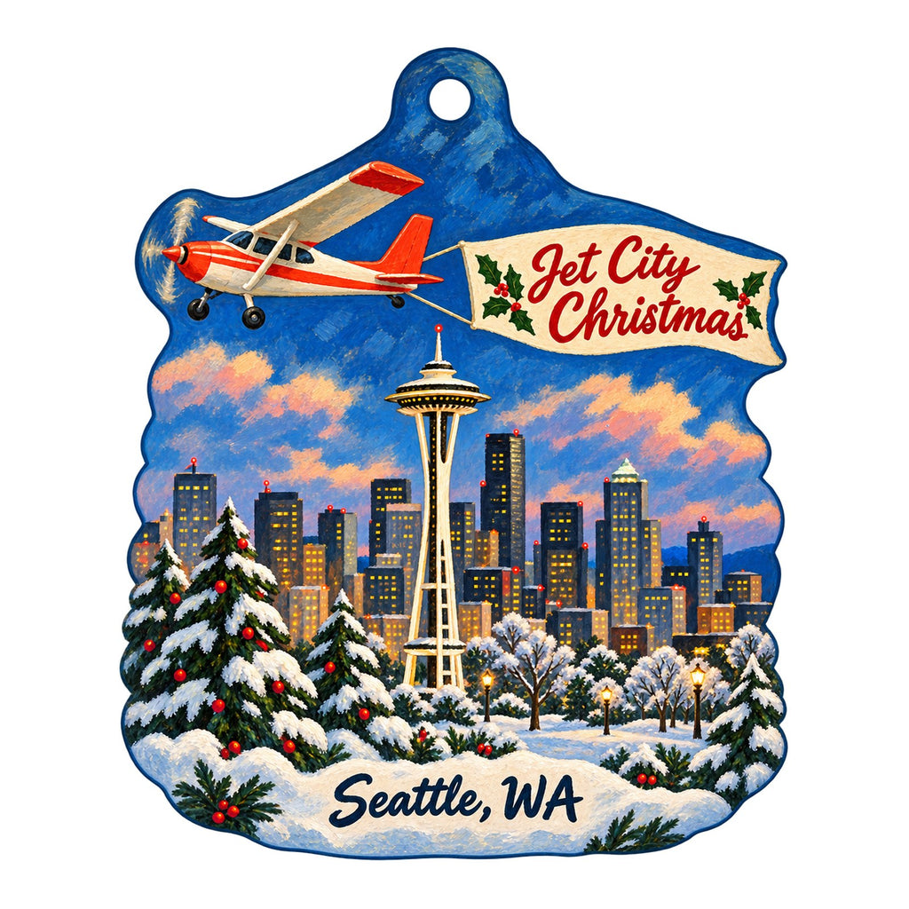 The Museum of Flight Christmas custom wood ornament OC666 on white