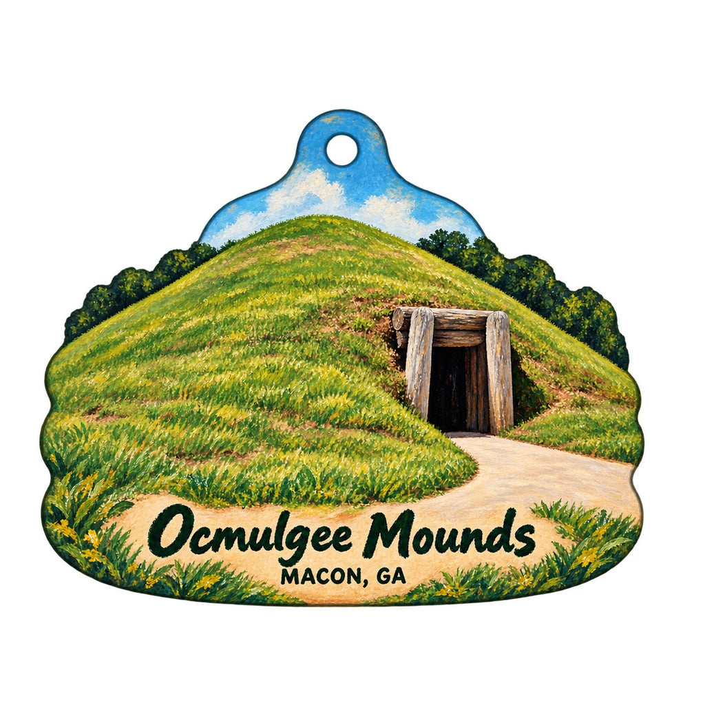 Ocmulgee Mounds Association Logo custom wood ornament OC668 on white