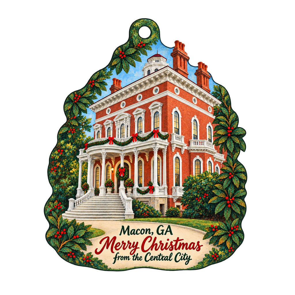 Ocmulgee Mounds Association Christmas custom wood ornament OC669 on white