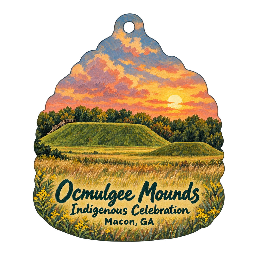 Ocmulgee Mounds Association Town Icon custom wood ornament OC670 on white