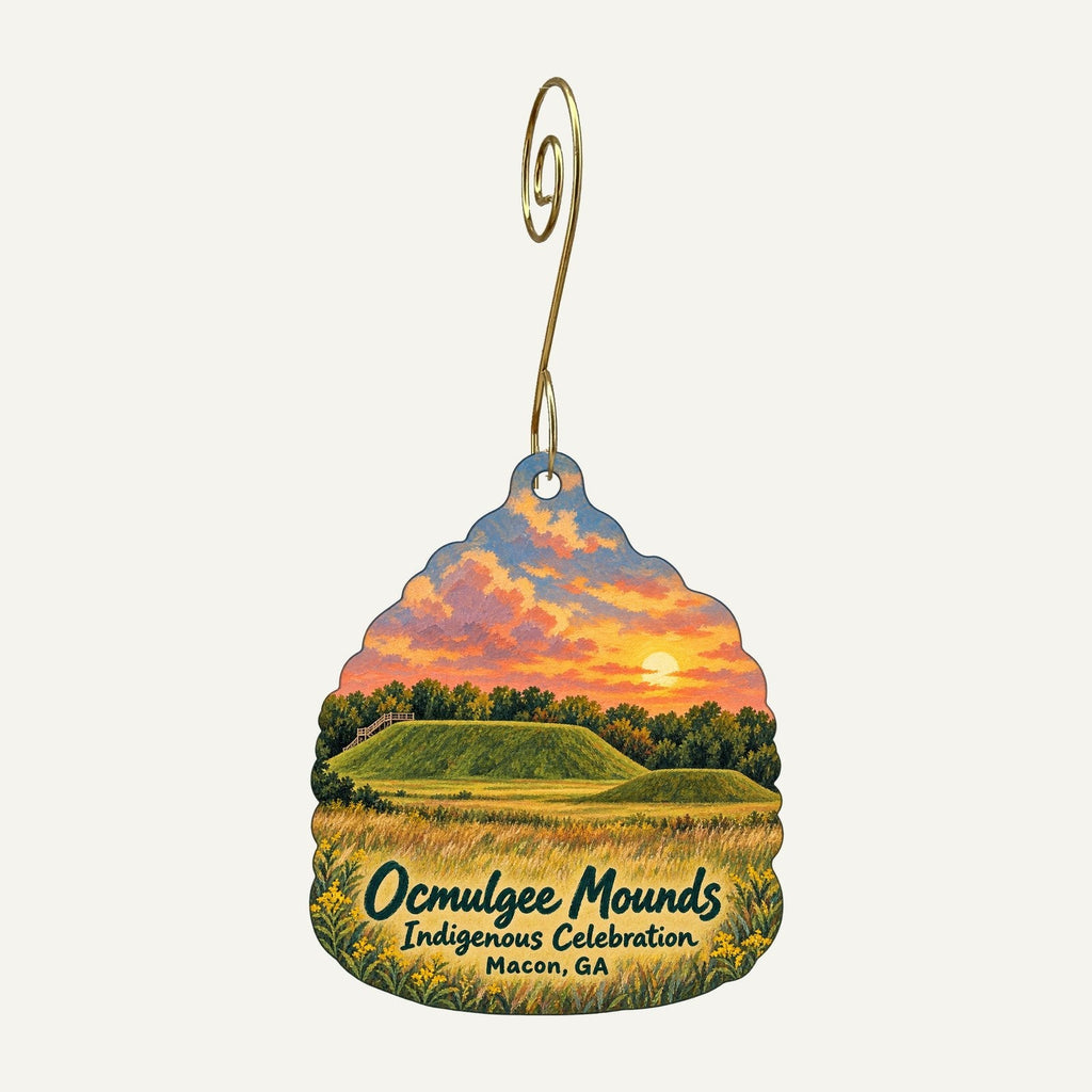 Ocmulgee Mounds Association Town Icon custom wood ornament OC670 hanging on hook