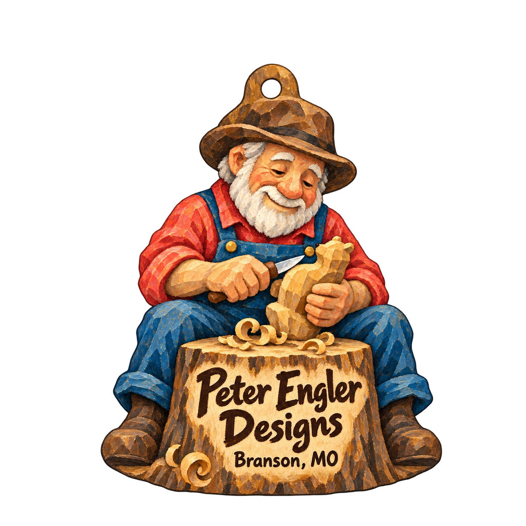 Peter Engler Designs Logo custom wood ornament OC674 on white