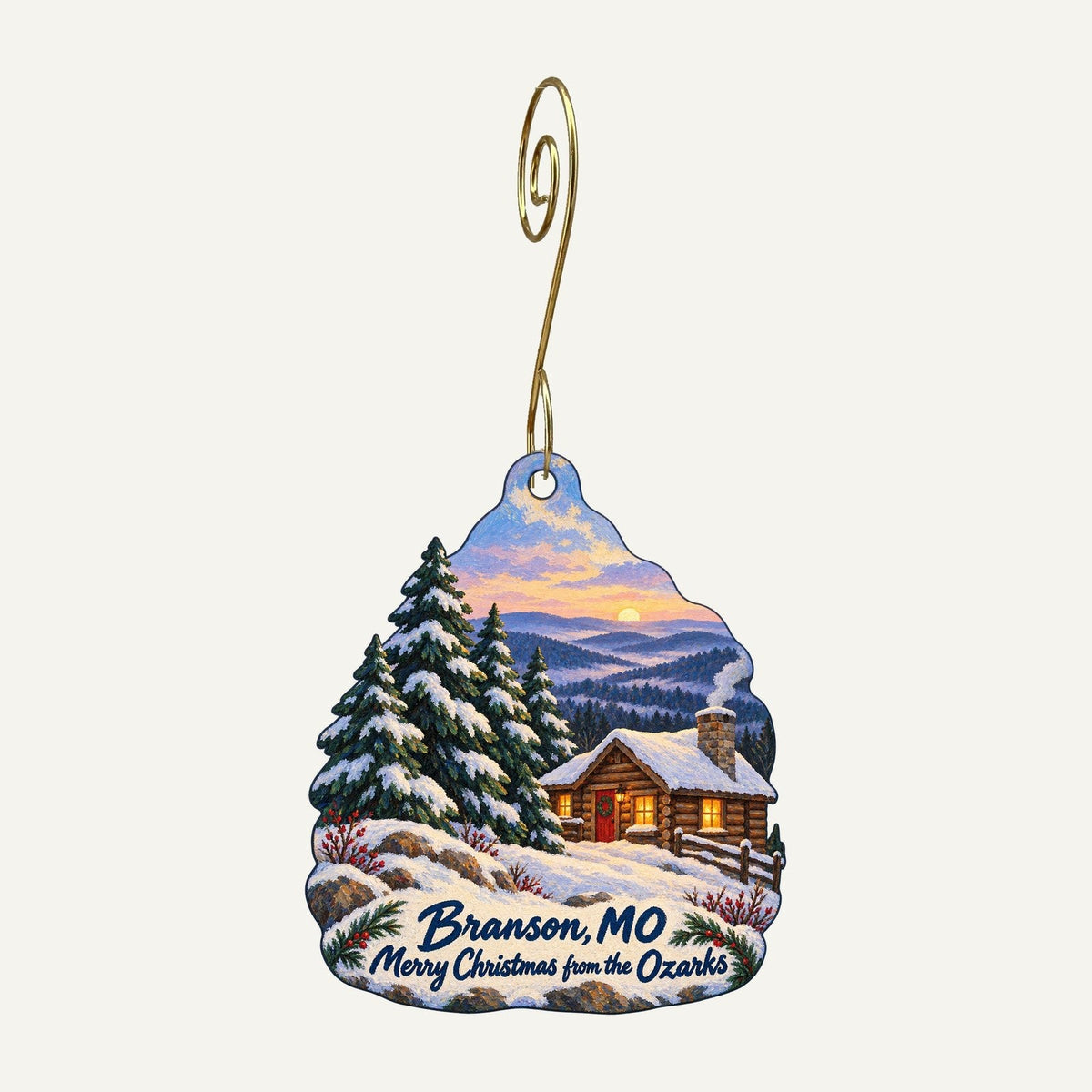 Peter Engler Designs Christmas custom wood ornament OC675 hanging on hook