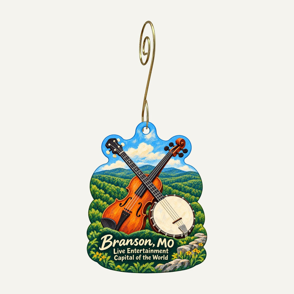 Peter Engler Designs Town Icon custom wood ornament OC676 hanging on hook