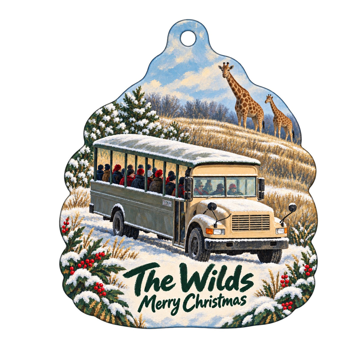 The Wilds Christmas custom wood ornament OC684 on white