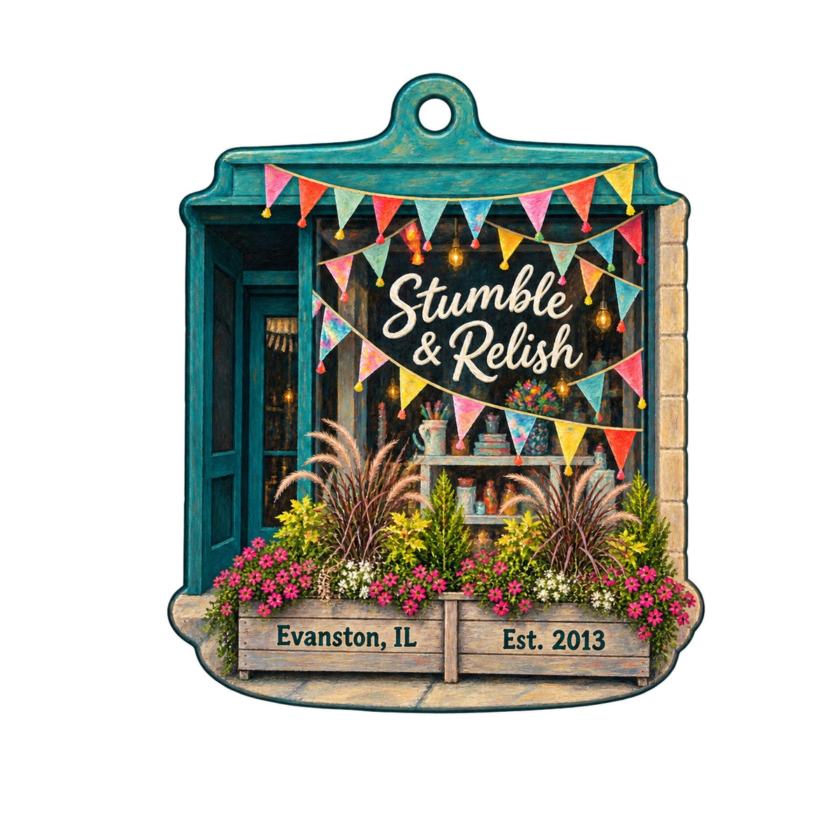 Stumble & Relish Logo custom wood ornament OC686 on white