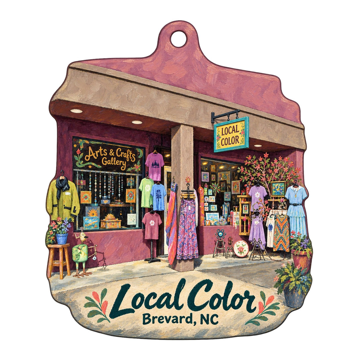 Local Color Logo custom wood ornament OC68 on white