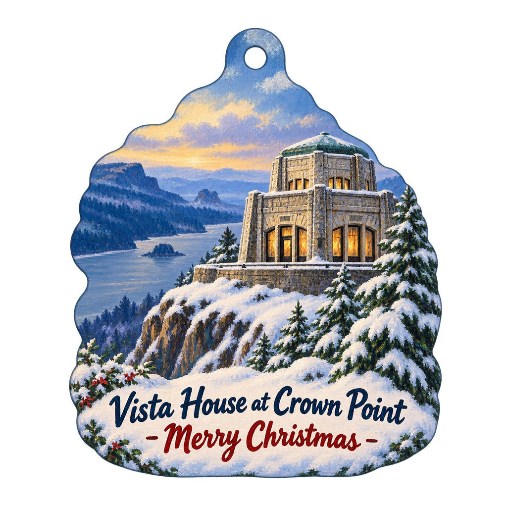 Friends of Vista House Christmas custom wood ornament OC690 on white