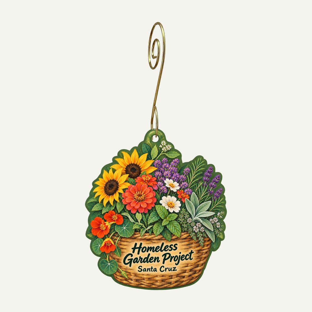 Homeless Garden Project Store Logo custom wood ornament OC692 hanging on hook