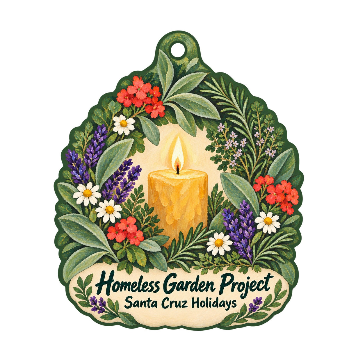 Homeless Garden Project Store Christmas custom wood ornament OC693 on white