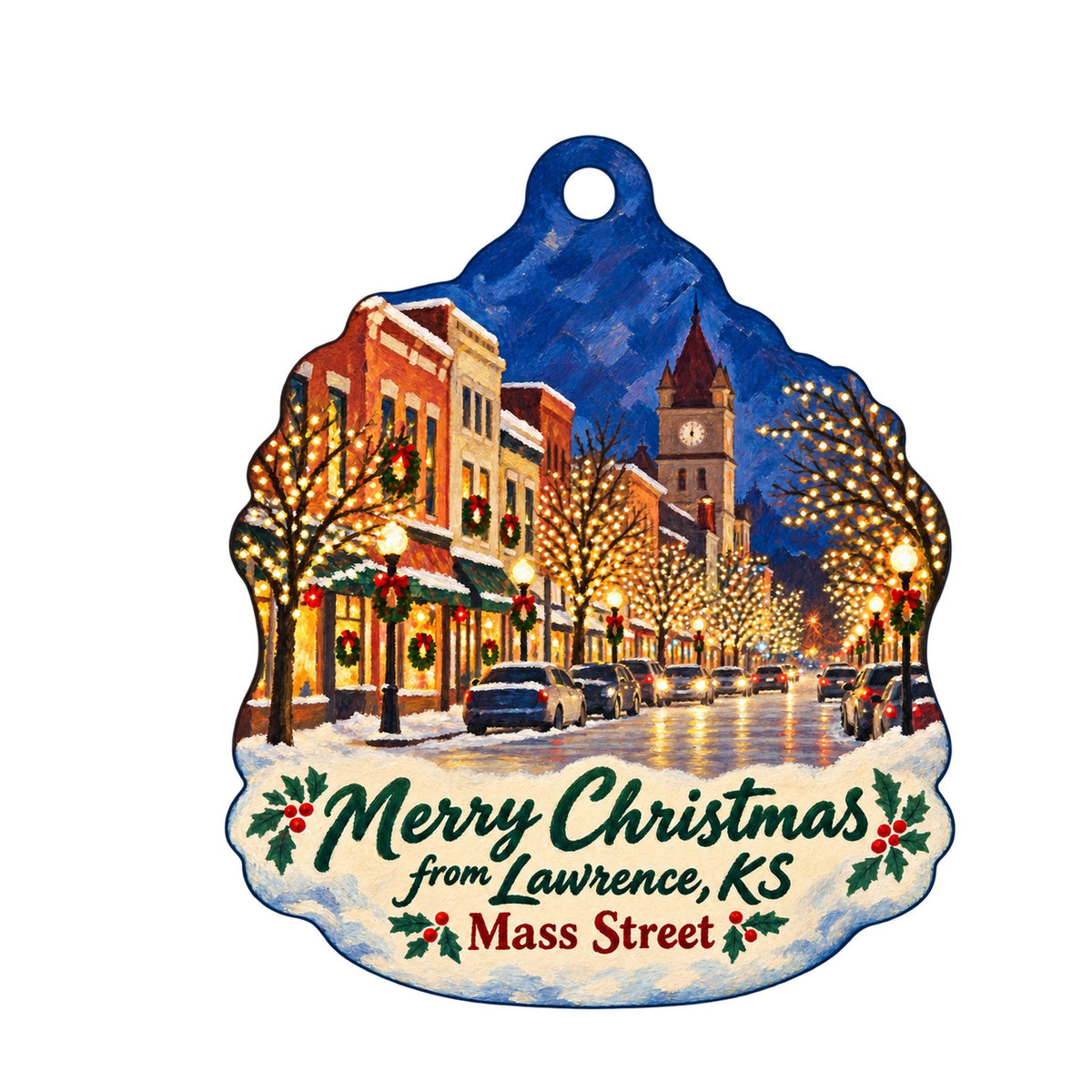 Striped Cow Christmas custom wood ornament OC696 on white
