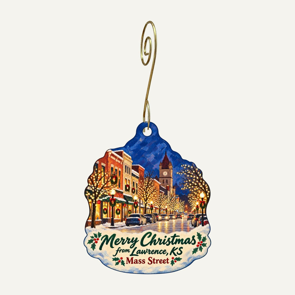 Striped Cow Christmas custom wood ornament OC696 hanging on hook