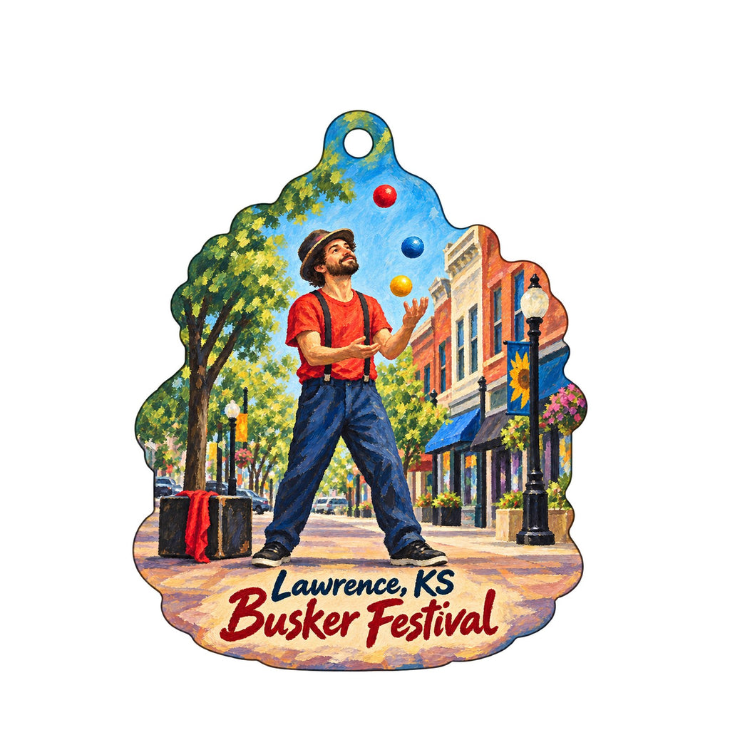 Striped Cow Town Icon custom wood ornament OC697 on white