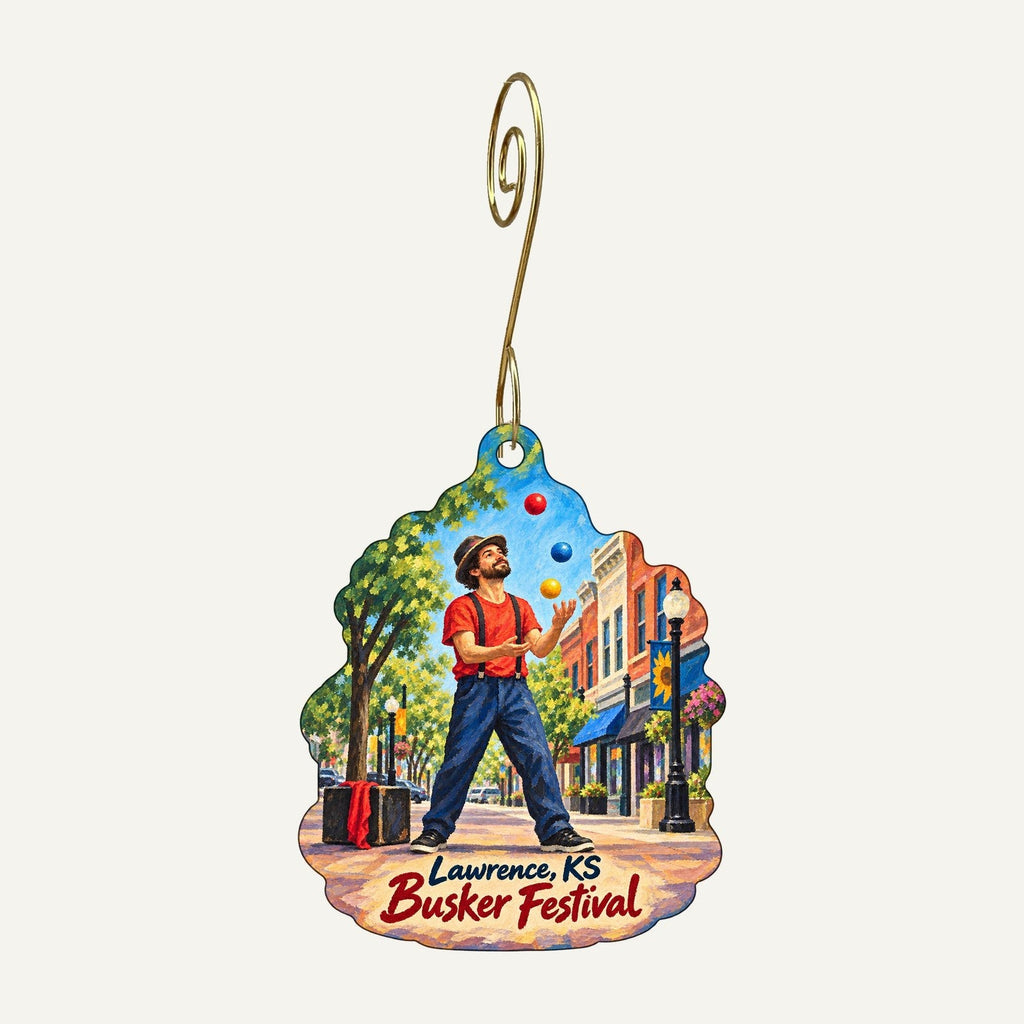 Striped Cow Town Icon custom wood ornament OC697 hanging on hook