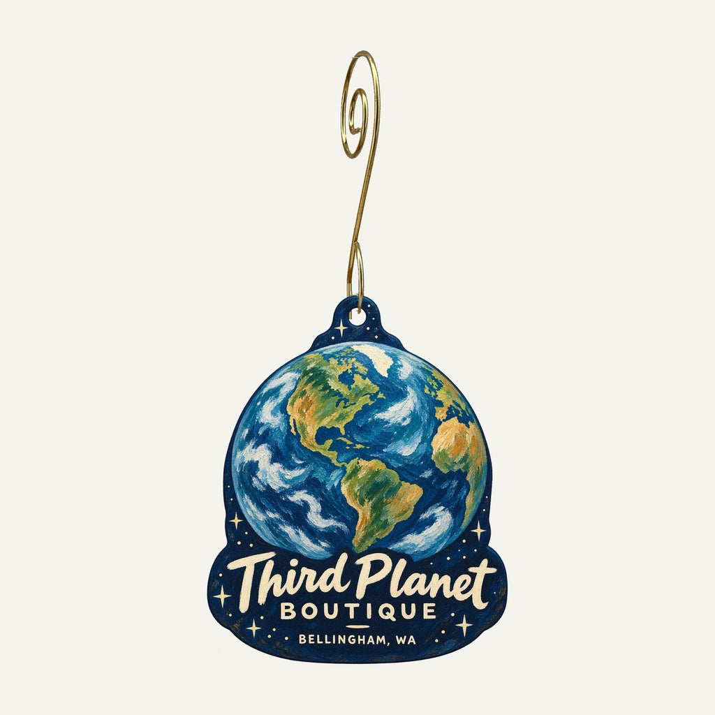 Third Planet Boutique Logo custom wood ornament OC698 hanging on hook