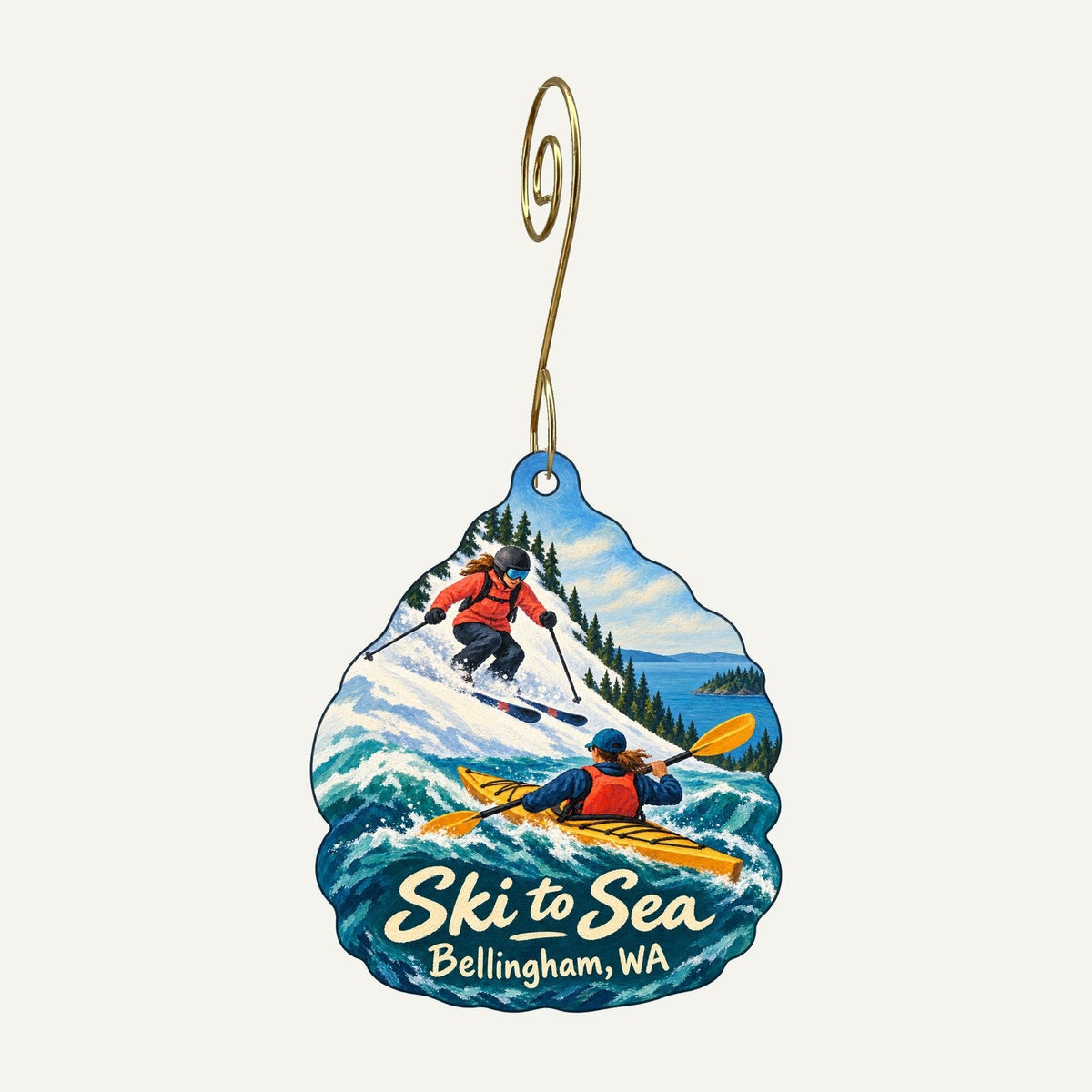 Third Planet Boutique Town Icon custom wood ornament OC700 hanging on hook