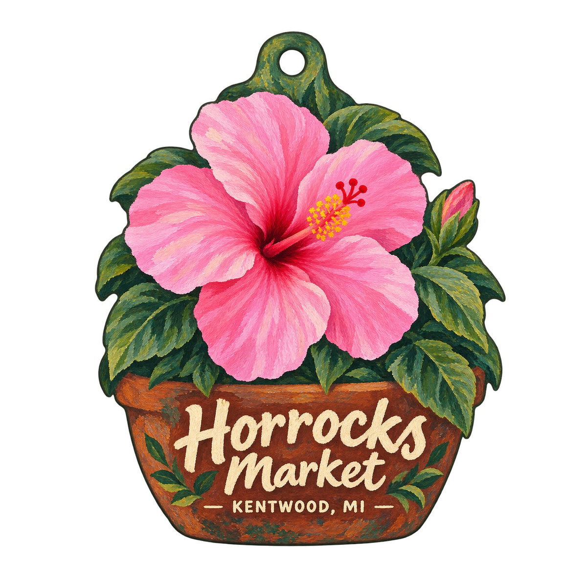 Horrocks Market Logo custom wood ornament OC701 on white