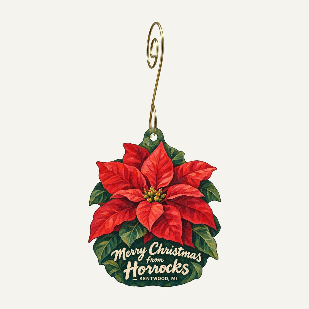 Horrocks Market Christmas custom wood ornament OC702 hanging on hook
