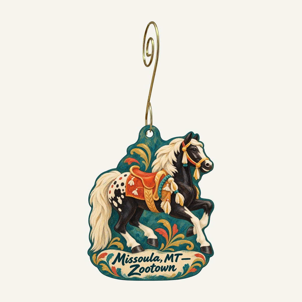 Rockin Rudy's Town Icon custom wood ornament OC706 hanging on hook