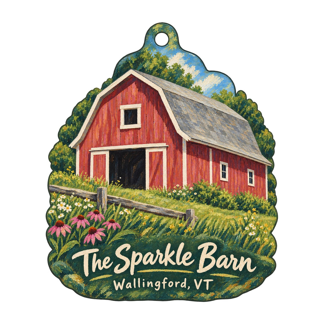 The Sparkle Barn Logo custom wood ornament OC707 on white