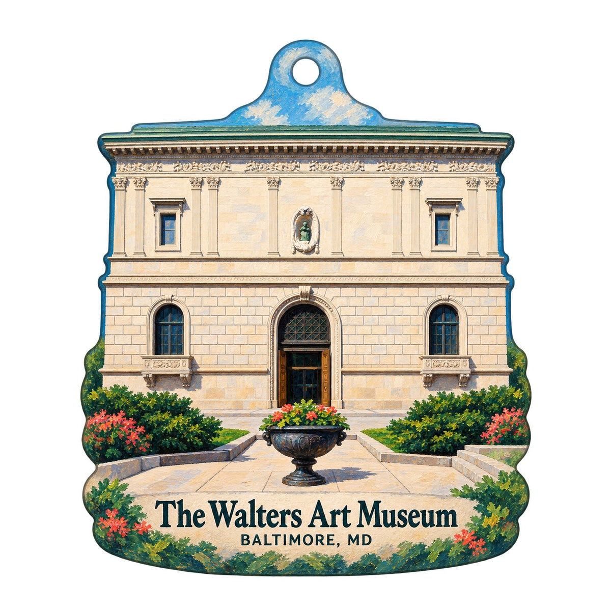 The Walters Art Museum Logo custom wood ornament OC710 on white