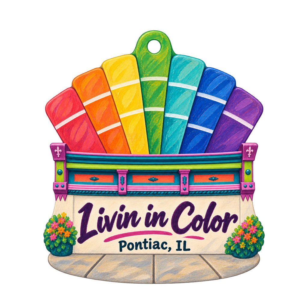 Livin in Color Logo custom wood ornament OC713 on white