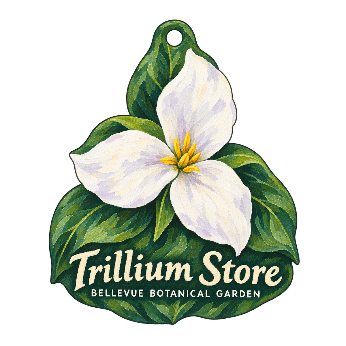 Trillium Store — Bellevue Botanical Garden Logo custom wood ornament OC719 on white