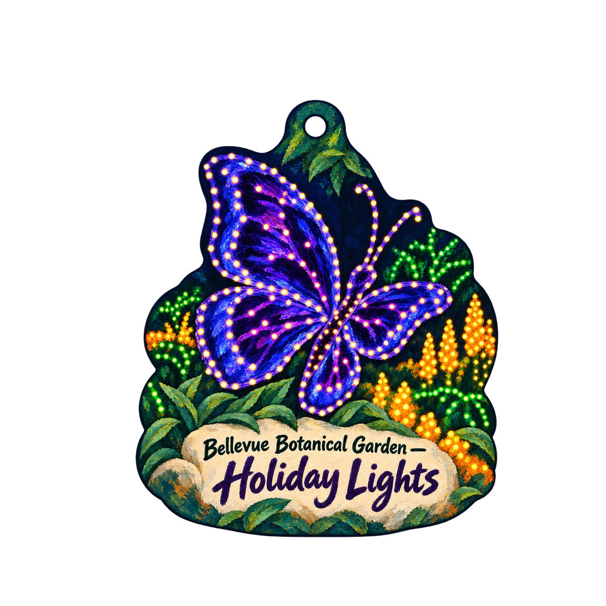 Trillium Store — Bellevue Botanical Garden Christmas custom wood ornament OC720 on white