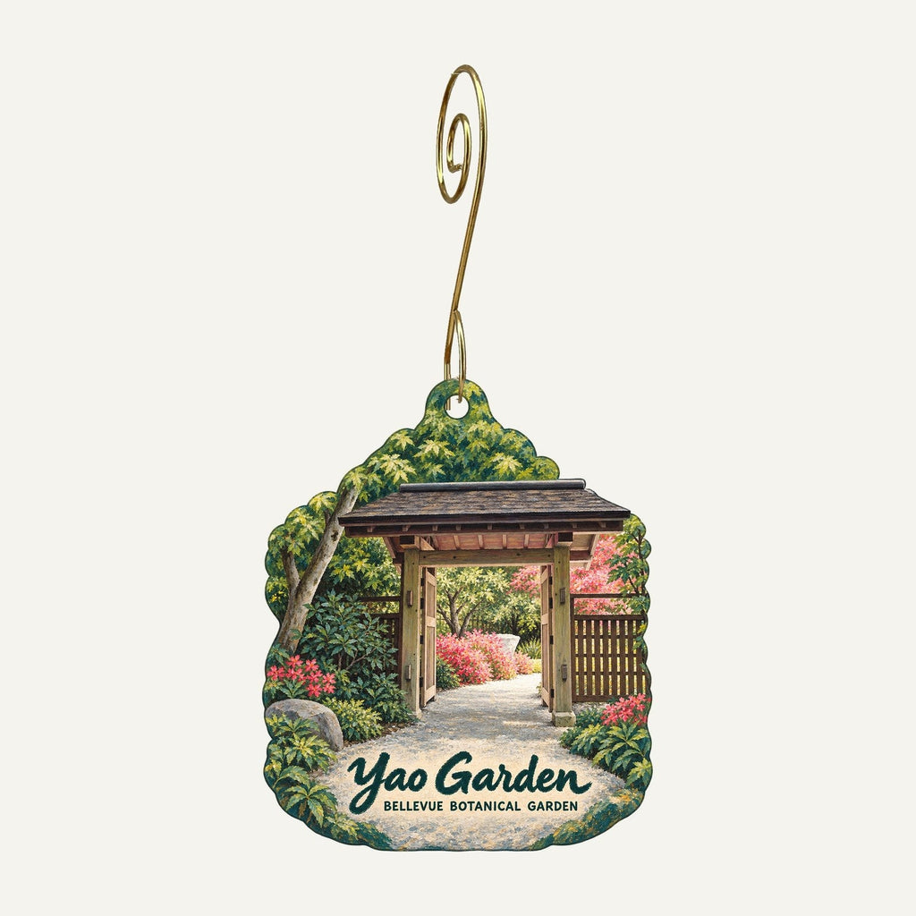 Trillium Store — Bellevue Botanical Garden Town Icon custom wood ornament OC721 hanging on hook