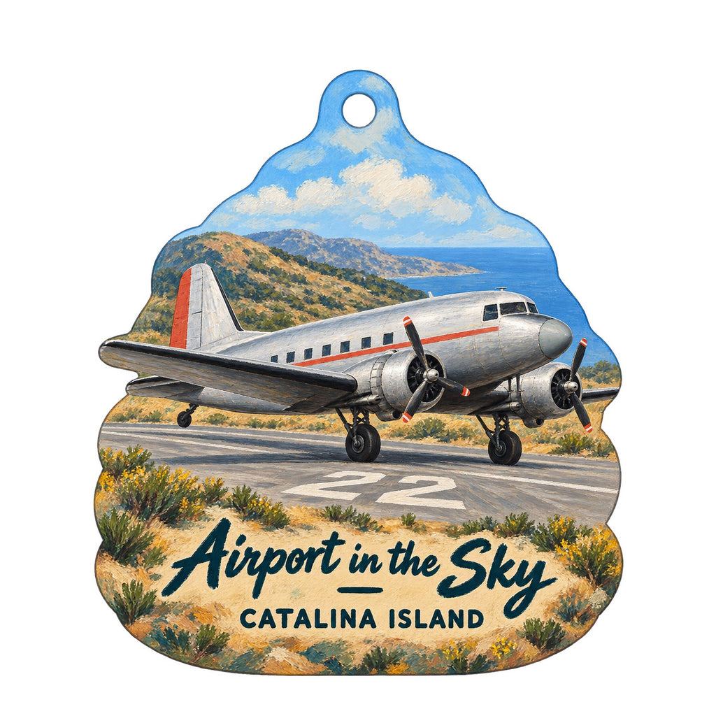 Airport in the Sky - DC-3 Gifts & Grill Logo custom wood ornament OC725 on white
