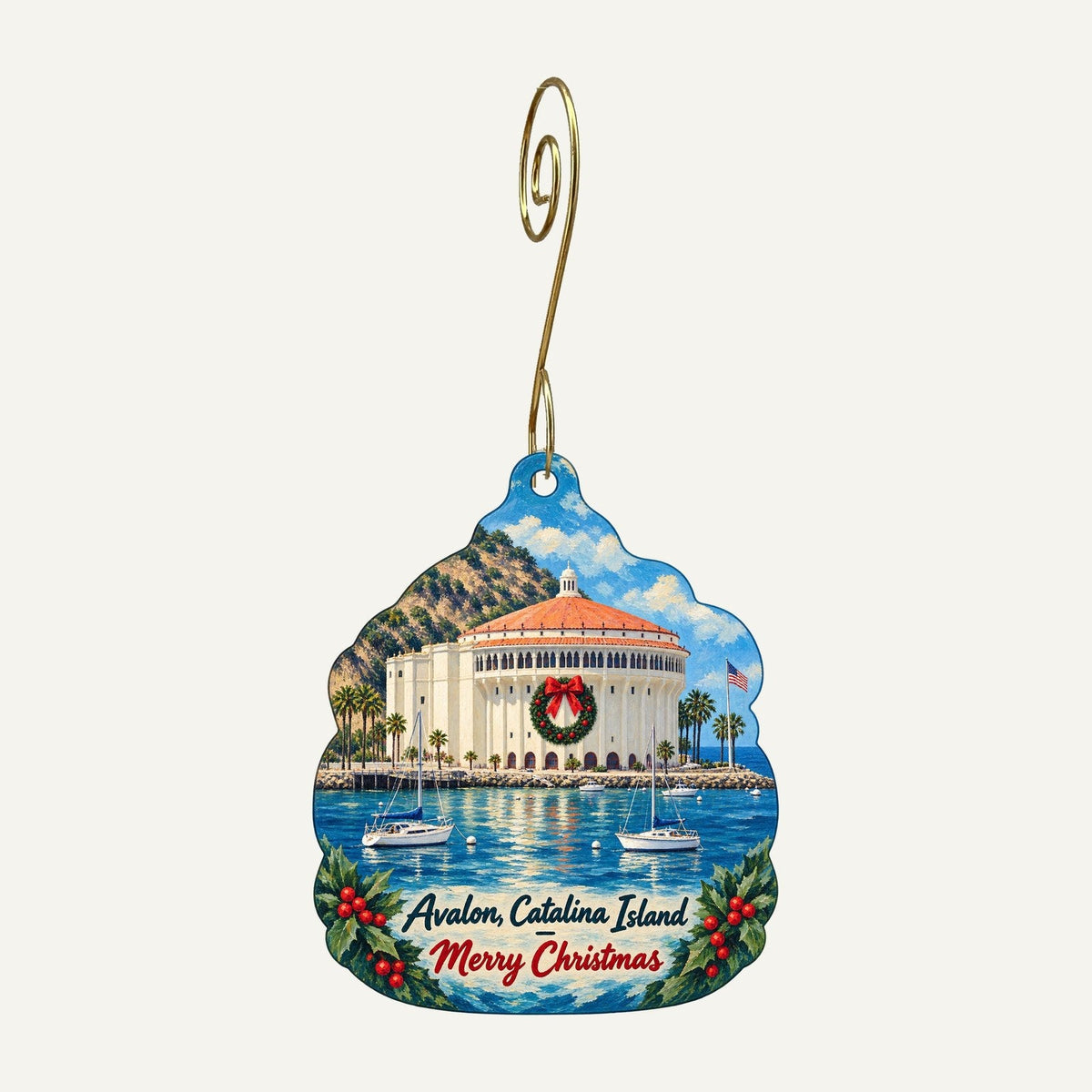 Airport in the Sky - DC-3 Gifts & Grill Christmas custom wood ornament OC726 hanging on hook