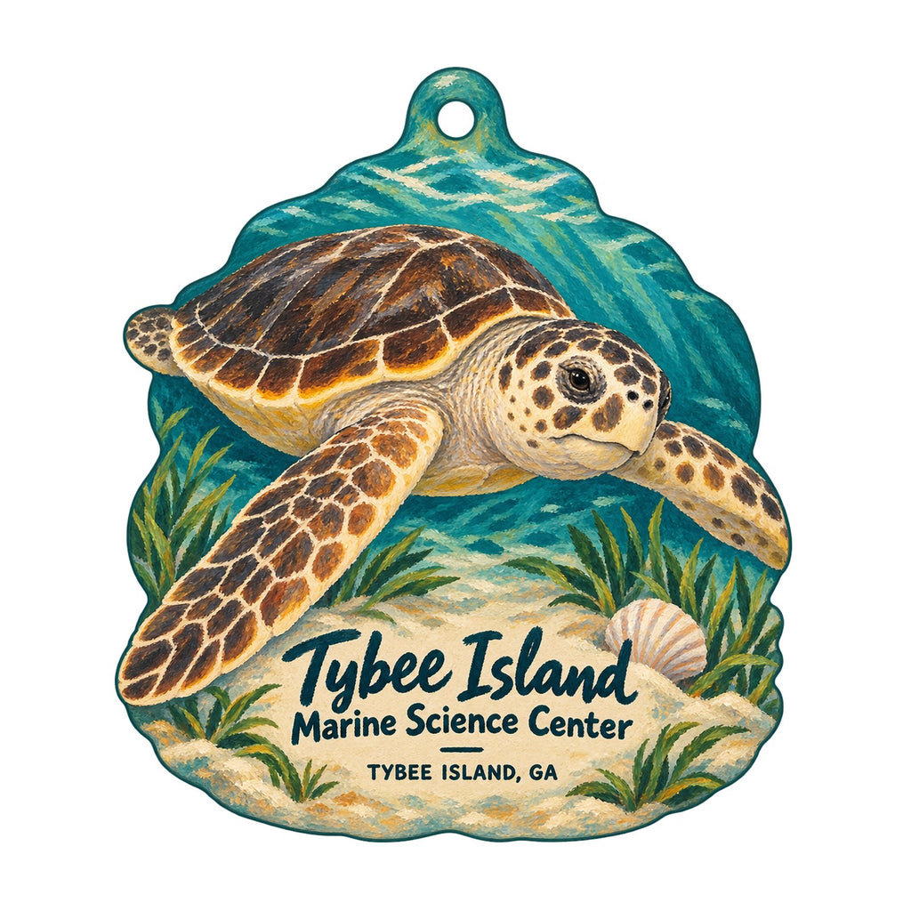 Tybee Island Marine Science Center Logo custom wood ornament OC728 on white