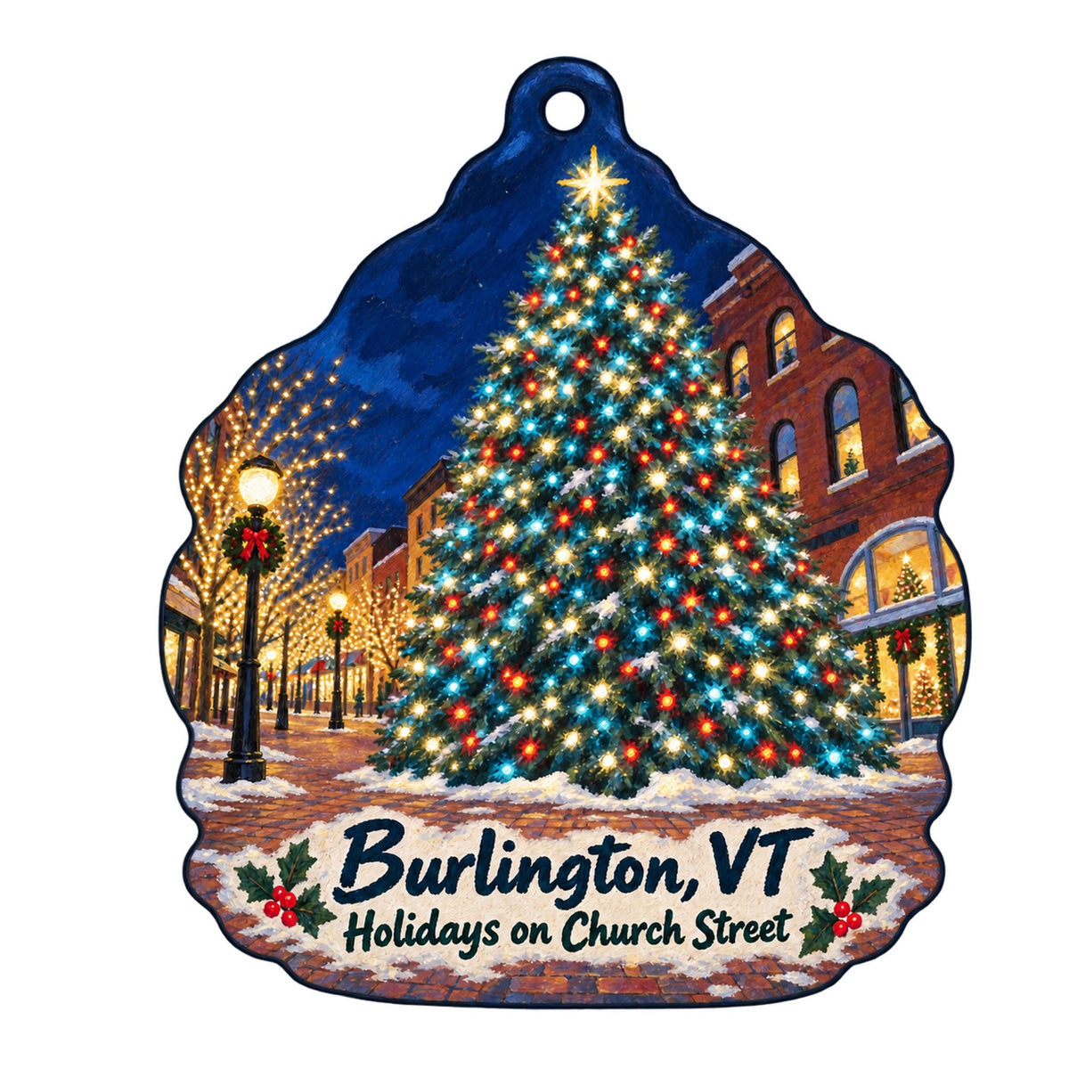 Gardener's Supply Company Christmas custom wood ornament OC72 on white