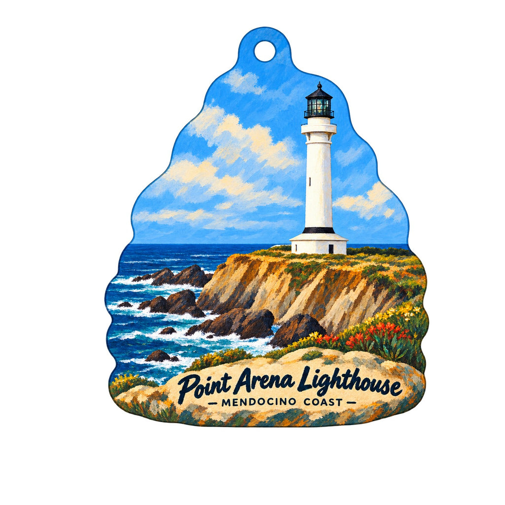 Point Arena Lighthouse Logo custom wood ornament OC737 on white