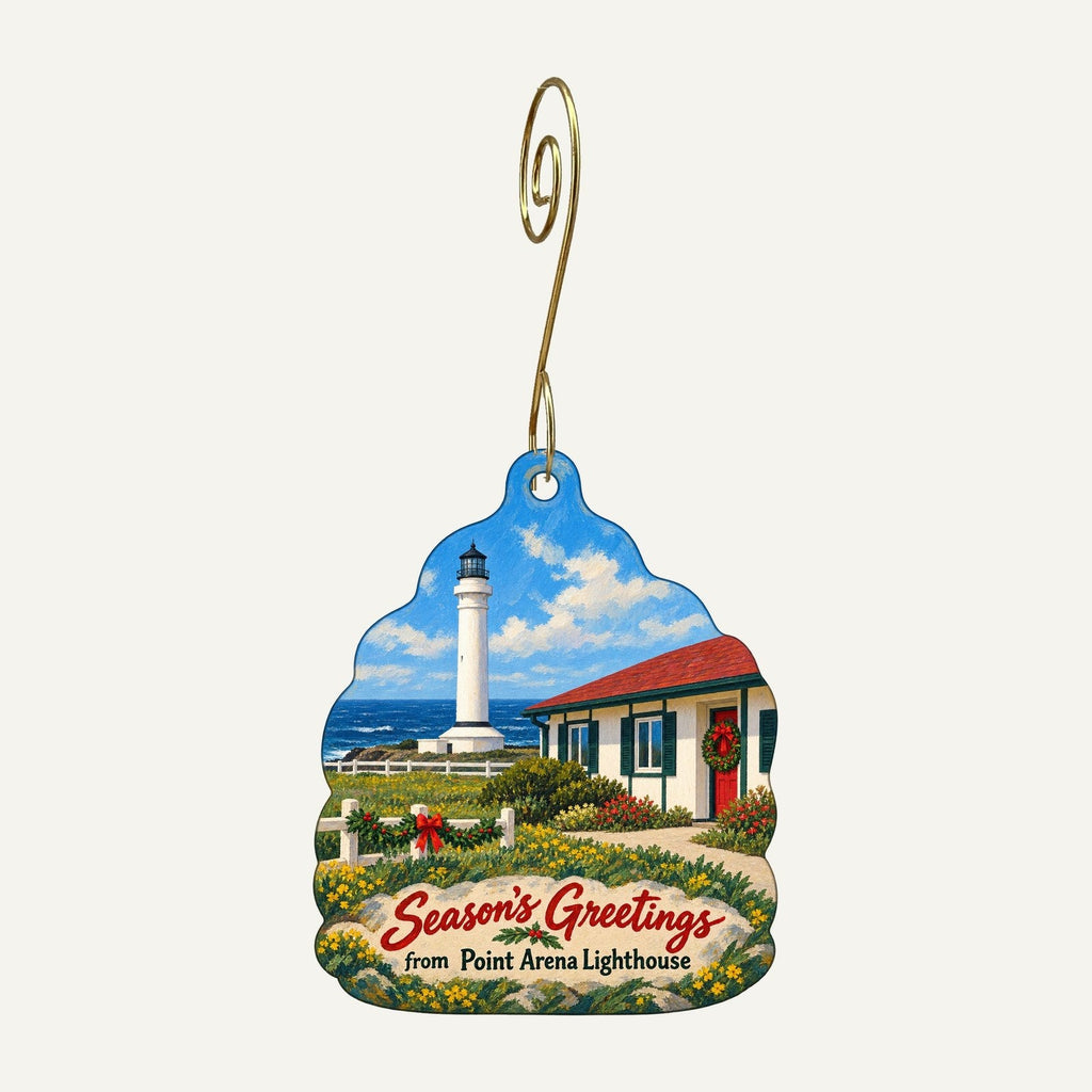 Point Arena Lighthouse Christmas custom wood ornament OC738 hanging on hook