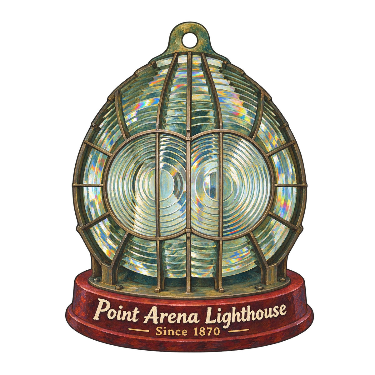 Point Arena Lighthouse Town Icon custom wood ornament OC739 on white